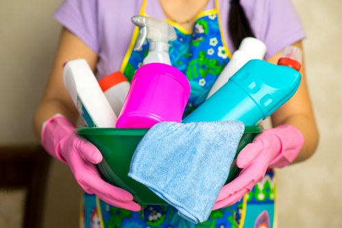 Carpet cleaner using safe professional equipment in a Kennington home